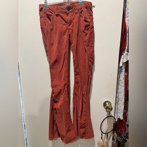Free people, rust, orange corduroys, bellbottom style